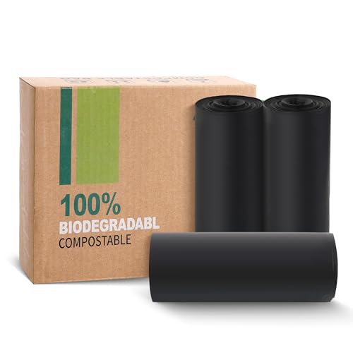 JENCENBIO Compostable Portable Toilet Bags, 5 Gallon 20Liter Extra Thick 0.87 Mils Compost Black Garbage Bags for Toilet Chair with US BPI ASTM D6400 and Europe OK Compost Home Certified 45 Counts