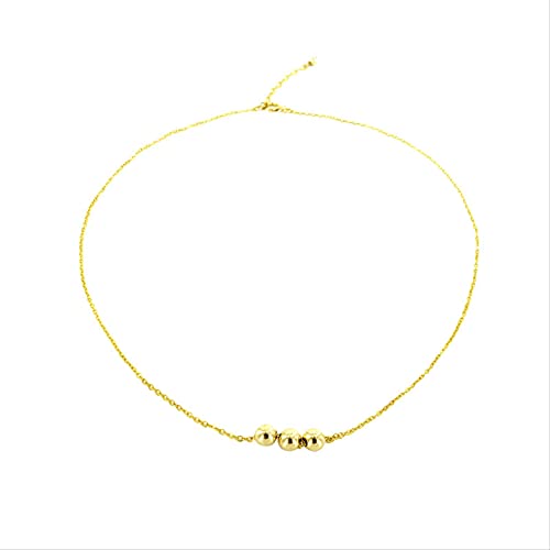 Collier pendentif haricot doré et perle, cadeau bijoux femme or 14k
