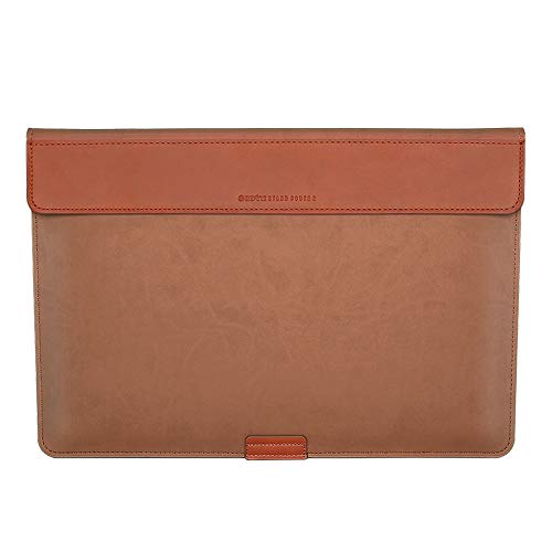 BEFINE - 15インチ MacBook Pro Touchバースタンドポーチ2 ハンドメイド プレミアムレザー ラップトップスリーブケース スタイリッシュでモダンで丈夫なキャリーバッグ-男女兼用 ダークタン BF-MP015DT-16