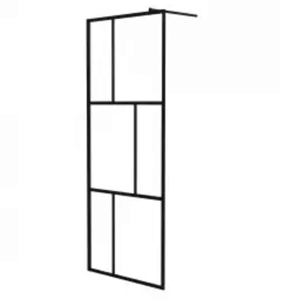 vidaXL - Pared de ducha a ras de suelo de pared de ducha baño interior de cristal templado negro 80x195 cm