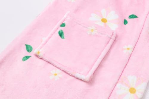 Image of Umeyda Girls Fleece Hooded Robes, Warm Printed Bath Robe for Kids Soft Fuzzy Bathrobe for Gifts
