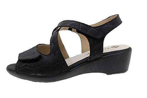 Sandales cales en cuir noir PieSanto 190381 pour en finir avec le mal de pieds en talon