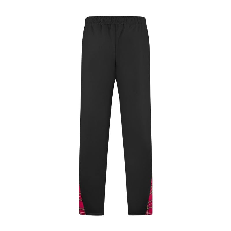 Men Autumn/Winter Straight-Leg Pants Basketball Button Down Sports Jogging Pants Drawstring Chequered Trousers3
