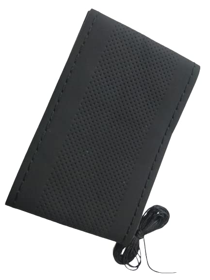 BLACKBIRD Faux Leather | Stitchable Breathable | Stitchable Anti Slip Car Grip Steering Wheel Cover (Pure Black)