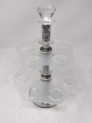 Silver Glass Sparkle Ornament Bling Crushed Diamond Gift | CRYSTALLIZED vertical Egg Stand Holder Tray Kitchen Accessory | Crushed Diamond Display | Present Gifts for all occasion, Home Decor