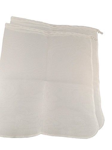Spot on Products Reusable Fine Mesh Filter Bags. 2 Pack Breathable Washable Hygienic Nylon with Draw Strings. Best for Straining, Nut Milk , Brewing Needs. Complete with Label Stickers 12 x 14 Inch