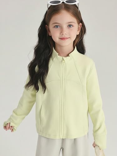Image of 2026 Premium Girls Zip Up Athletic Jacket, Raglan Sleeves Winter Coat with Thumb Holes & Front Pockets