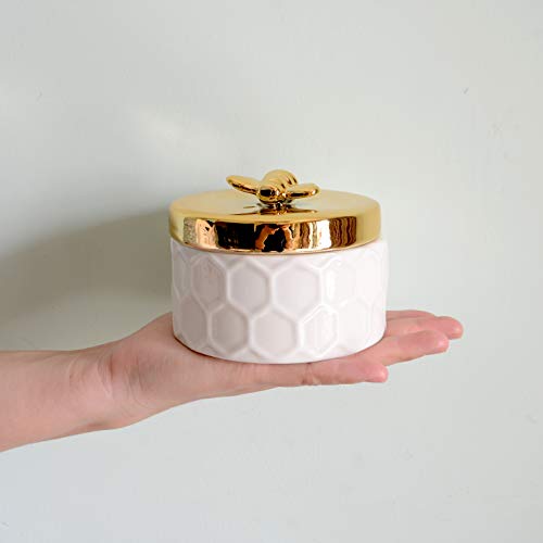 Bihoib Round Ceramic Jewelry Box Small Trinket Box For Rings Earrings And Necklace, Decorative Jar Box With Bee Lid For Girls #TOP1