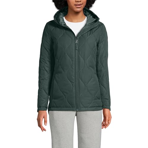 Lands' End Womens FeatherFree Onion Quilted Insulated Jacket Evening Forest Regular Large