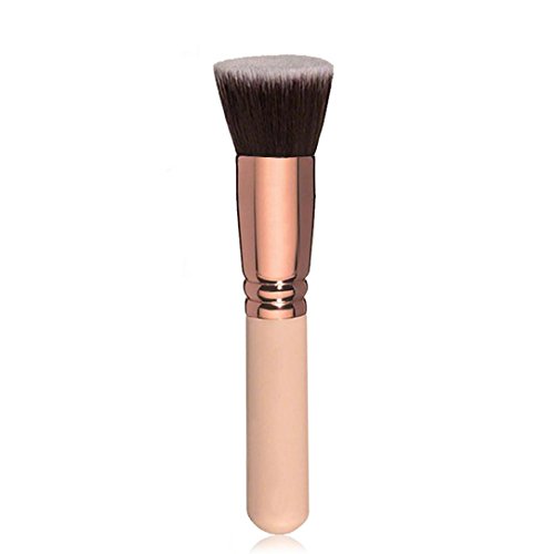 Wakeu Flat Kabuki Makeup Brush Foundation For Blending Liquid, Cream, Powder Concealer Cosmetics (Gold)