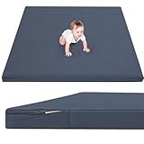 ILPEOD Waterproof Baby Play Mat for Floor 1.3" Thick Memory Foam 47 * 47 Cushion Playpen Playmat Tummy Time Crawling Mat Nursery Rug Pad Mattress Create Soft & Safe Area for Infants,Toddler,Kids,Navy