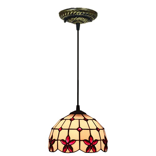 Lámpara Colgante Colgante - Lámpara De Araña De Vidrieras De 8 Pulgadas con Altura Ajustable Y Cuentas De Cristal para Isla De Cocina Y Comedor