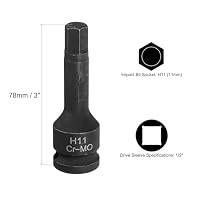 QUARKZMAN 2 Stück 1/2" Kraft Schlagnuss Innensechskant H11 78mm Schwarz – Ansicht 2
