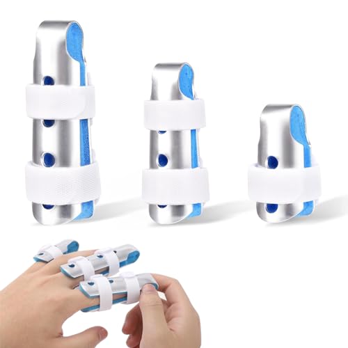 Image of HANNEA Aluminum Alloy finger splint, 3Pcs Finger Cot Splint Dual Hook and Loop Closure Strap Adjustable Finger SplintsPosture Corrector for Finger Fractures, Dislocations, Sprains Finger Brace