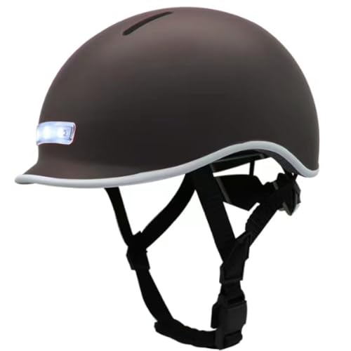 ブリンガー(Bringer)【CE認証】自転車ヘルメット 防災用にも ワンタッチ前後LEDライト付き サイズ調整可能 マグネットバックル GURI-MET グリメット (L, ブラウン)