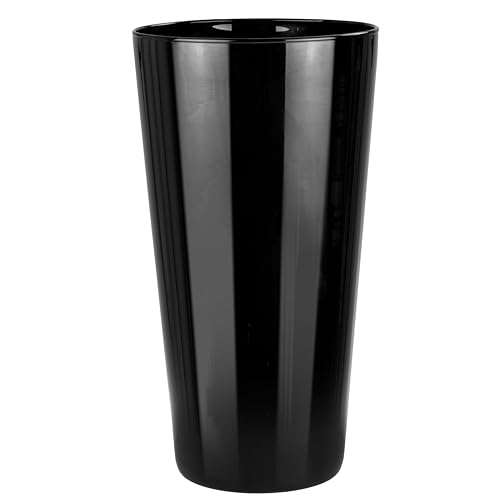 Alyssa Piano Black Conical Floor Standing Large Black Glass Vase - H: 29.5 cm, Ø 16 cm, for Pampas Grass & Flowers