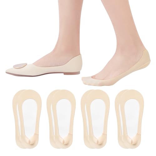 4 Pairs No Show Socks Women for Flats Ultra Low Cut Non-Slip Socks Invisible Hidden Socks Size 5-10