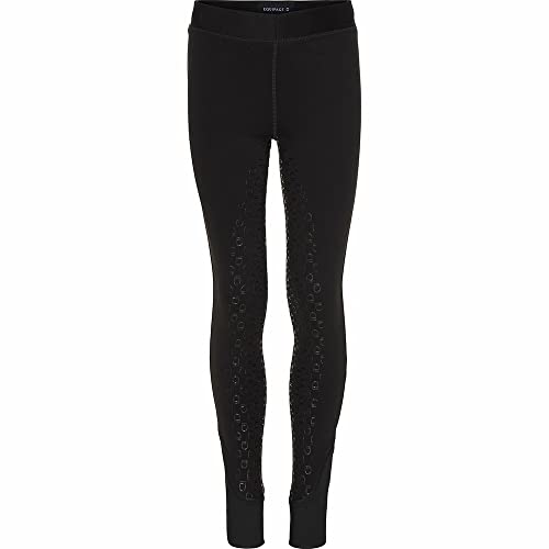 Legging d'équitation pour enfant Dai noir avec grip genoux antiglisse