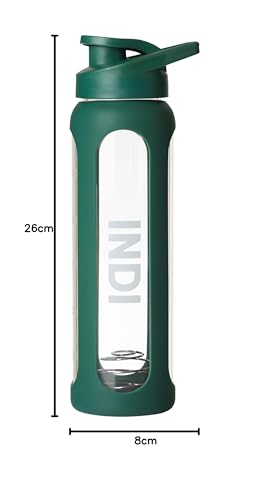 Indi Protein Shaker | Smoothie Bottle inc. Stainless Steel Metal Mixer Ball | Gym Supplement Blender | 700ml | Dishwasher Safe & BPA Free | Made in UK