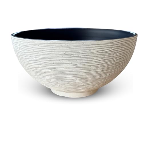 matches21 HOME & HOBBY Grand bac à plantes pour l'extérieur, 45 x 23 cm, aspect pierre, crème, résistant aux intempéries