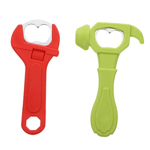 HONMEET 2pcs Cartoon Silicone Hammer Wrench Bottle Opener Tool for Home Kitchen Outdoor Camping Travel Multifunctional