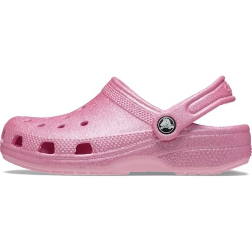 Image of Crocs Classic Glitter Clogs (Little Kid /Big Kid) Pink Tweed Glitter 1 Little Kid M