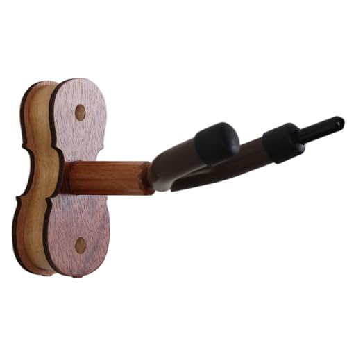 realideas Violin Viola Wall Mount Hanger, One Pack U-Shaped Wall Hanger Mount with Bow Hook, Soft Padding, Violin Storage Hook for Home Studio, Mahogany Color
