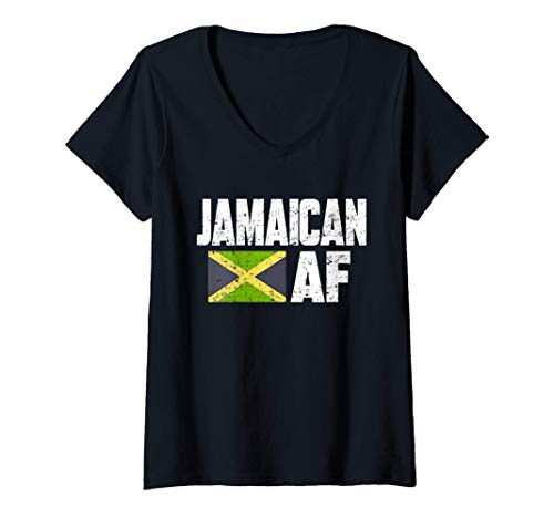Mujer Jamaican AF Jamaica Funny Humorous Birthday Gift Camiseta Cuello V