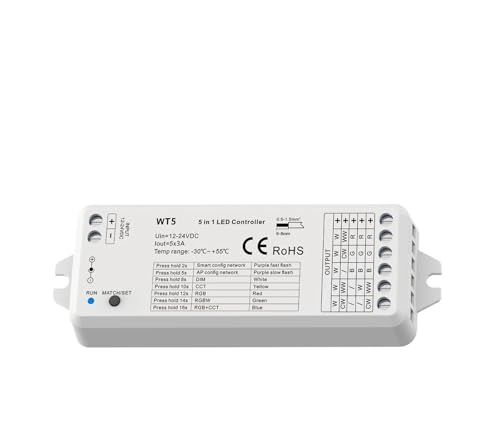 Contrôleur LED RGBCCT 12V 24V WT5 avec télécommande 2.4G