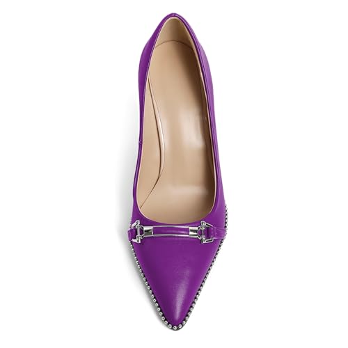 Image of Women's High Heel Pumps Stiletto Heel Pumps for Women Pointed Toe Heels Elegant Classic 3.5 Inch Beaded Pumps