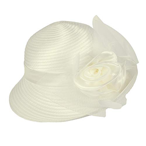 Original One Women's Classic Cloche Church Hat for Derby Day Kentucky Horse Racing (White)