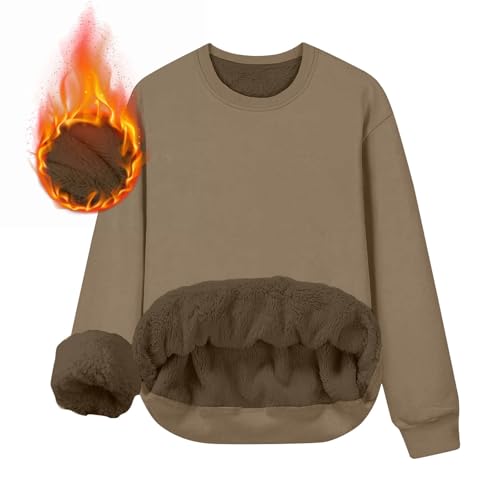 Men's Sherpa Lined Sweatshirts Winter Thermal Sweater Crew Neck Long Sleeve Fleece Pullover Tops Basic Thick Tops2