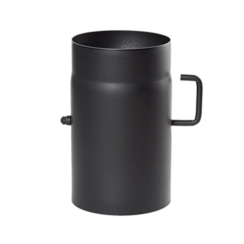 Ø 160 mm - Ofenrohr 25 cm mit Drosselklappe Schwarz Cover