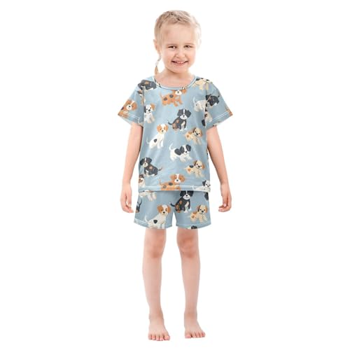 ALAZA Cute Dog Puppy Animal Pajamas Short Sleeve 2 Piece Sleepwear Top and Bottom Pajama Set Unisex3