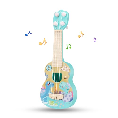 Guitarra para niños, ukelele de 26 cm, juguete para niños, mini guitarra, ukelele, juguete musical, juguete educativo para niños pequeños, principiantes, niños, niñas, regalo (verde)