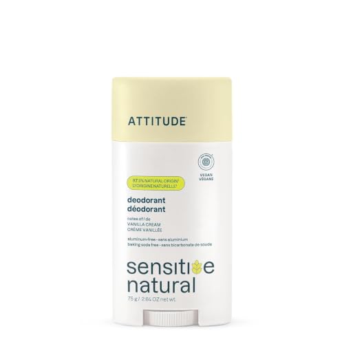 ATTITUDE 48 Hour Deodorant for Sensitive Skin, Aluminum Free, Vanilla Cream