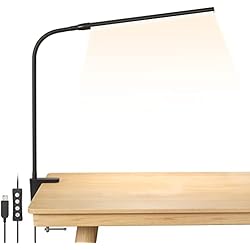 Lampara De Mesa Uñas Lepro Lámpara LED Escritorio, Lámpara de Escritorio LED con Pinza, Lámpara de Mesa Regulable Cuidado de Ojos, 3 Modos Luz, 10 Nivel de Brillo, Lámparas Lectura para Oficina, Cabecera, Estudio, Negro