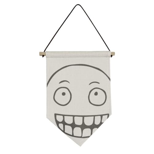 Drapeau en toile à suspendre no/no Silly Sle au motif de visage noir pour déco