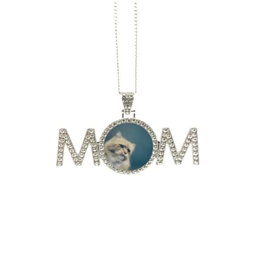 Collier photo de chat bleu : cadeau de fête des mères pour maman