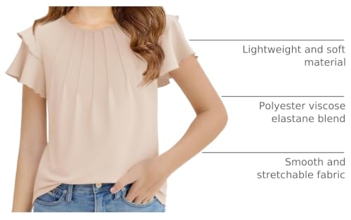 Image of Haloumoning Girls Pleated Ruffle Short Sleeve Shirts Kids Summer Crewneck T-Shirts Fashion Tops Tees 5-14 Years