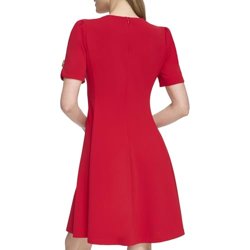 Image of DKNY Women's Button Short Sleeve Fit and Flare Dress