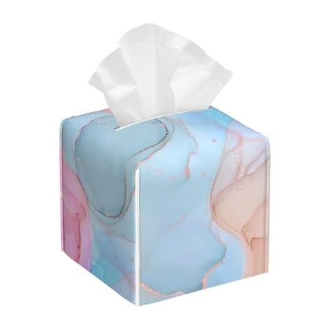 POIUBLE Pink and Blue Marble Tissue Box Cover Cover