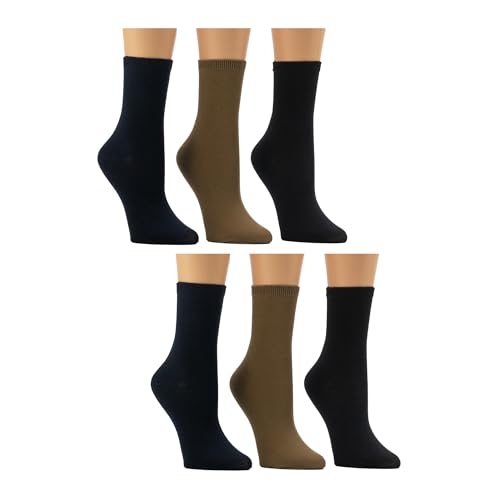 Rugged Soles Boys Solid Unisex Flat Knit No Texture Dress, Uniform Crew Socks Black, Navy and Multi Size Small To Large