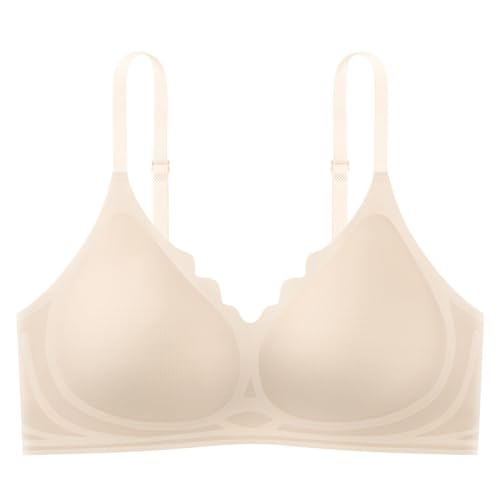 Sujetador de mujer cómodo sin aros invisible ajustable con volantes beige 4