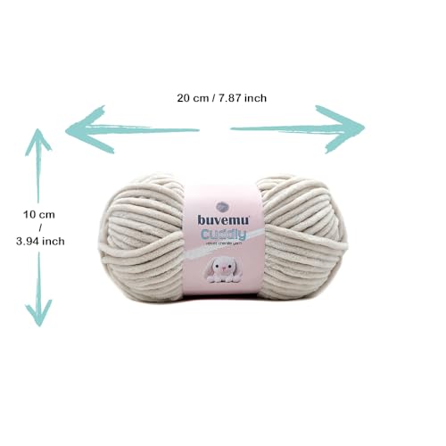 Image of Cuddly Velvet Chenille Yarn, Super Soft Fluffy Bulky for Knitting Crocheting Blanket Amigurumi, Durable for Shedding, 100 Gram (3.53 Ounces) 109 Yards (100 Meters) (Bone) (3 Skeins)
