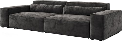 DELIFE Big-Sofa Sirpio XL Mikrofaser Schwarz 270x130 cm