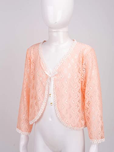 Jhaoyu Girls Long Sleeve Lace Floral Bolero Shrug Wedding Flower Girls Dress Cover Up Cardigan4