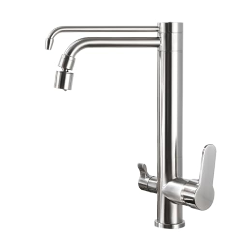Grifo de filtro de fregadero de cocina de 3 vías con rotación de 360°, doble palanca, grifo mezclador de acero inoxidable cepillado para un fácil control del agua y flujo mejorado, perfecto para