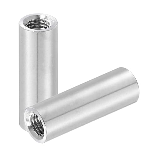 Coupling Nuts, 6Pcs M4x0.7x20mm Round, Stainless Steel Connector Nut Fasteners Rod Hardware 8mm OD for Threaded, Industrial Construction, Silver(M12x1.75x50x20mm)