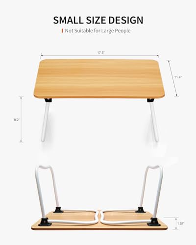 Image of FISYOD Foldable Lap Desk, Laptop Bed Desk, Portable Bed Table, Laptop Stand for Bed & Couch, Lightweight & Mini - Oak